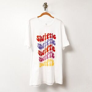 Swift Fan Rainbow Graphic Unisex Concert Casual T Shirt White